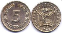 coin Ecuador 5 centavos 1946