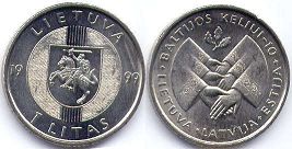 coin Lithuania 1 litas 1999