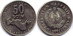 coin Uzbekistan 50 som 2001