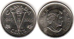 pièce de monnaie canadian commémorative pièce de monnaie 5 cents 2005