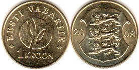 coin Estonia 1 kroon 2008