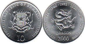 coin Somalia 10 shillings 2000
