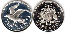 coin Barbados 10 cents 1973