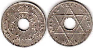 coin ONE HALF PENNY BRITHSH WEST AFRICA GEORGIVS V