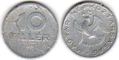 coin Hungary 10 filler 1959