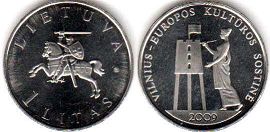 coin Lithuania 1 litas 2009
