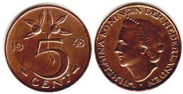 Münze Niederlande 5 Cents 1948