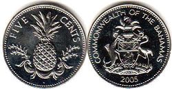 coin Bahamas 5 cents 2005