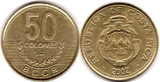 coin Costa Rica 50 colones 2002