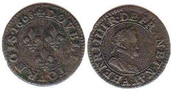 coin France double denier 1608
