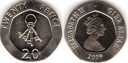 coin Gibraltar 20 pence 2009