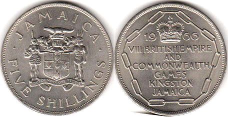 coin Jamaica 5 shillings 1966
