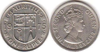 coin Mauritius 1 rupee 1975
