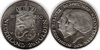 Münze Niederlande 2.5 Gulden 1980