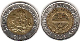 coin Philippines 10 piso 2004