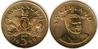 coin Swaziland 5 emalangeni 1999