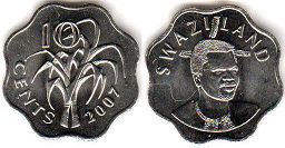 coin Swaziland 10 cents 2007