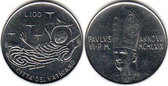 moneta Vatican 100 lire 1969