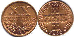 coin Portugal 20 centavos 1965