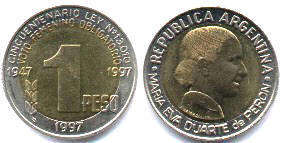 coin Argentina 1 peso 1997