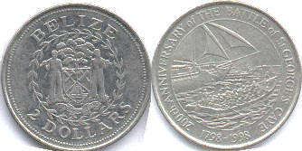 coin Belize 2 dollars 1998
