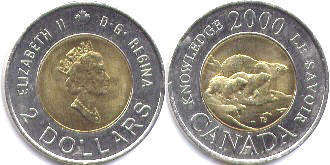 coin canadian commemorative coin 2 dollars 2000