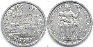 coin French Oceania 2 francs 1949