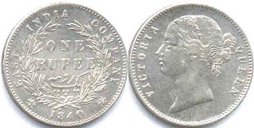 coin East India Company 1 rupee 1840