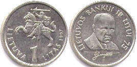 coin Lithuania 1 litas 1997