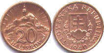 mince Slovensko 20 halierov 1940