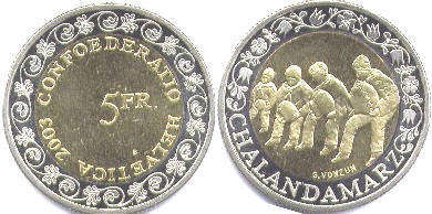 coin Switzerland 5 francs 2003