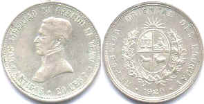 coin Uruguay 20 centesimos 1920