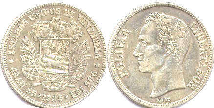 coin Venezuela 5 bolivares 1935